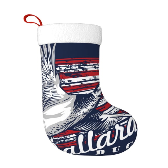 Honeii Mallard Duck With American Flag for Christmas Stocking,Large Xmas Stocking,Holiday and Family Stocking for Fireplace Christmas Holiday Party Decoration