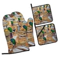 thumbnail image 1 of Honeii Mallard Ducks Pattern Oven Mitts and Pot Holders, Silicone Oven Gloves,500 F Heat Resistant Oven Mitts Sets, 4PCS, 1 of 6