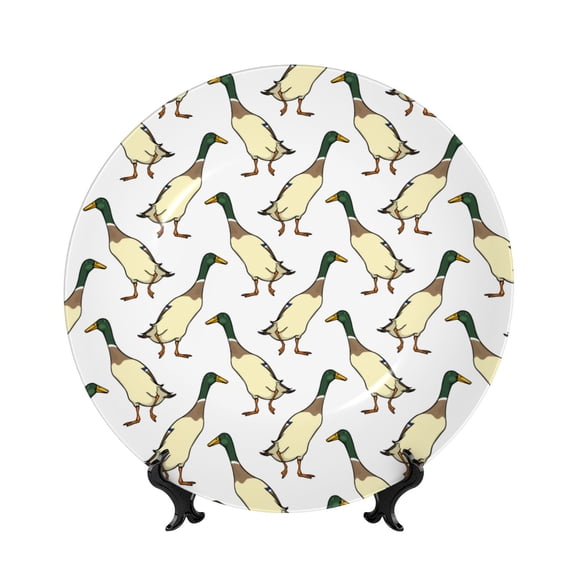 Honeii Mallard Ducks Print Elegant Bone China Decorative Plate, Porcelain Plate,Art Crafts,Ceramic Ornaments for Home Office Wall Decor-10in
