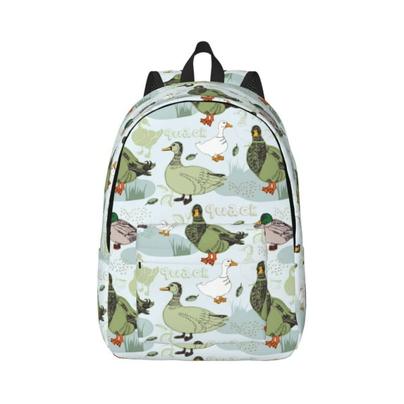 Honeii Mallard Ducks Wild Birds Print Canvas College Laptop Backpack, Durable Rucksack Travel Notebook Bag School Backpack Book Bag for Men Women-Medium