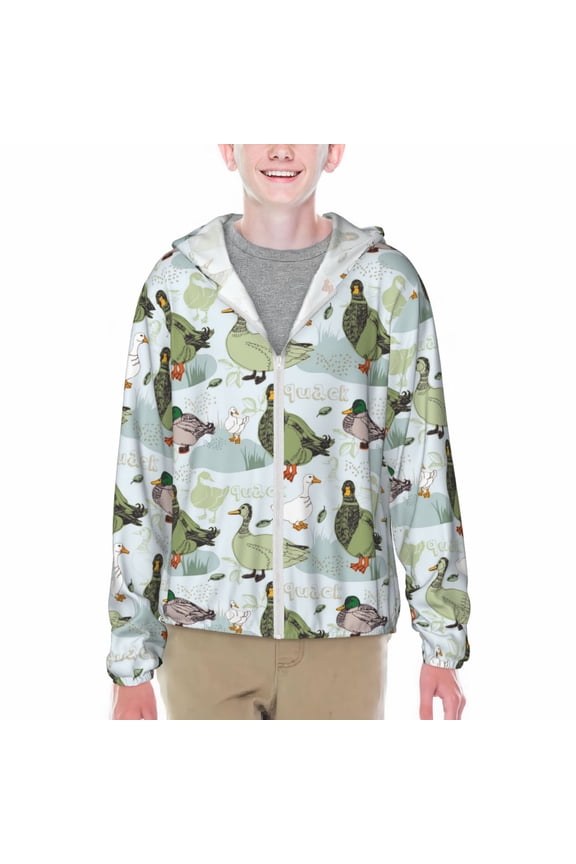 Mallard Ducks Wild Birds Print Sun Protection Jacket Hooded Cooling Shirt with Pockets Hiking Outdoor Performance-Small