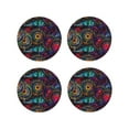 thumbnail image 1 of Honeii Mandala Colorful print Leather Coaster Set of 4, ideal for safeguarding your furniture from drinks spills and effortless cleanup-Round Shape, 1 of 6
