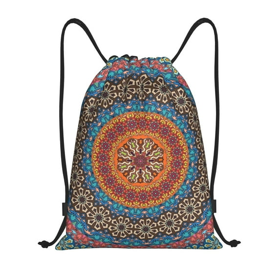 Honeii Mandala Print Drawstring Backpack,Drawstring Bags String Backpack Gym Cinch Sack Backpack Sport Bag Draw-Small