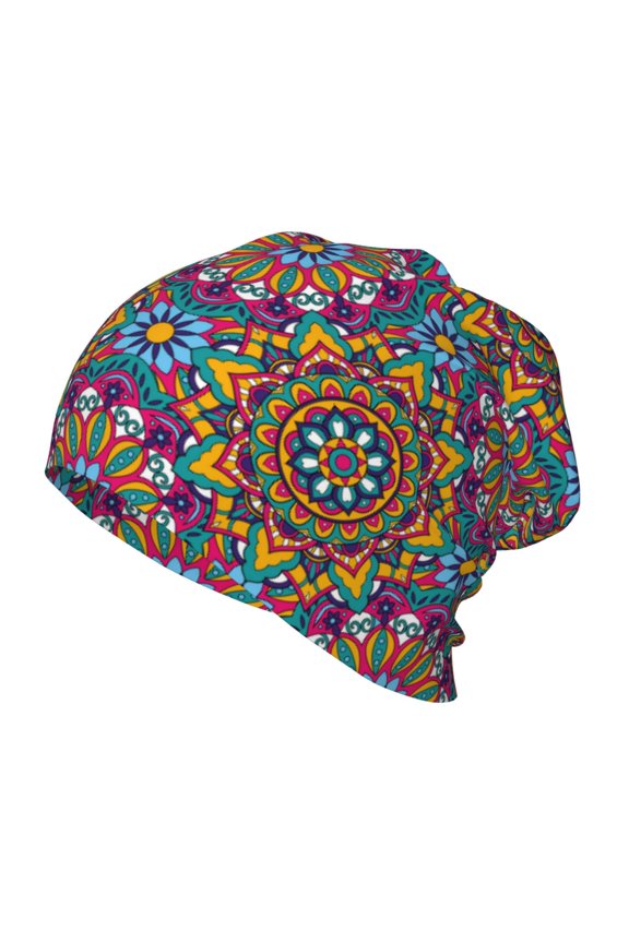 Mandala Print Kids Knit Beanie Watch Hat ,Knit Cap for Boys and Girls