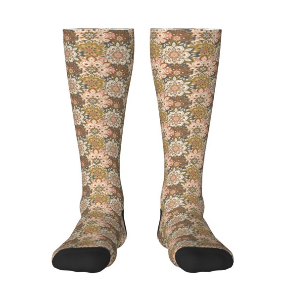Honeii Mandala Print Long Socks,Novelty Design Socks Gift for Men and Women,Crew Socks,Calf Socks