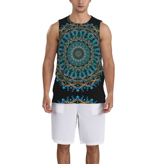 Honeii Mandala print basktball shirt for men and women, Unisex basketball jersey for Theme party-Large