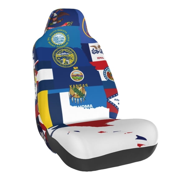 Honeii The Map Of United States Print Car Seat Cover,Car Interior Covers,Universal Fit Seat Protector, Compatible with Most Cars, SUVs, Trucks, and Vans