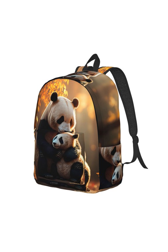 Maple Forest Panda Print Canvas Backpack for School & Outdoor,Laptop Excursion Backpack,Notebook School Bookbag For Men Women,for Work, Travel, and Everyday Use-Medium