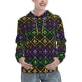thumbnail image 1 of Honeii Mardi Gra Geometric Pattern Womens Oversized Hoodies Long Sleeve Sweatshirts Pullover Fall Outfits with Pocket-Medium, 1 of 7