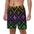thumbnail image 1 of Honeii Mardi Gra Geometric Print Men's Swim Shorts,Mens Swim Trunks,Breathable Mesh Beach Shorts for Swimming,Surfing, and Beach Activities-Large, 1 of 6