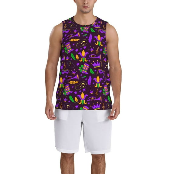 Honeii Mardi Gra2 print basktball shirt for men and women, Unisex basketball jersey for Theme party-Small