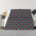 thumbnail image 1 of Honeii Mardi Gras Carnival3 print throw blanket, crafted from cozy cotton flannel, offers versatile home decor as a bedding suitable for all seasons.-80"x60", 1 of 6