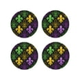thumbnail image 1 of Honeii Mardi Gras1 print Leather Coaster Set of 4, ideal for safeguarding your furniture from drinks spills and effortless cleanup-Round Shape, 1 of 6