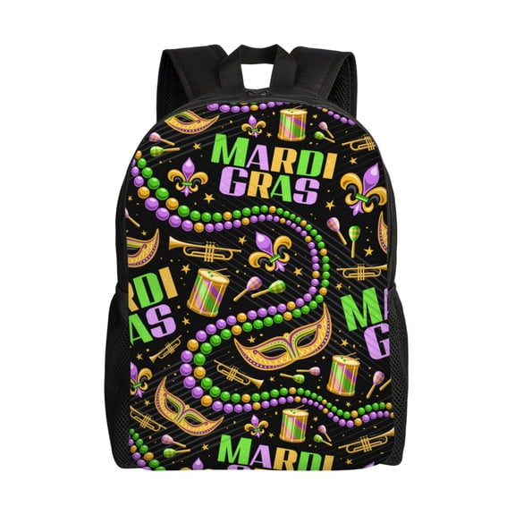 Honeii Mardi Gras3 Print Laptop Backpack for Work, College, Travel, Daily Backpacks for Men Women, Sport Rucksack,Computer Bag