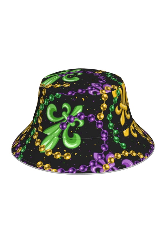 Mardi Gras6 for Unisex Bucket Hat Waterproof Rain Hat Reversible Shiny Rave Bucket Hat for Concert Festival Boonie Cap