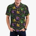 thumbnail image 1 of Honeii Mardi Gras6 print Polo Shirt, a classic short-sleeved, button-down golf shirt designed for menMedium, 1 of 6