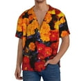 thumbnail image 1 of Honeii Marigold Flowers In Different Colors for Men's Short-Sleeved Button-Up Collared Shirt Featuring A Pocket, Perfect for Beach Vacations, And Travel Adventures.-Small, 1 of 5