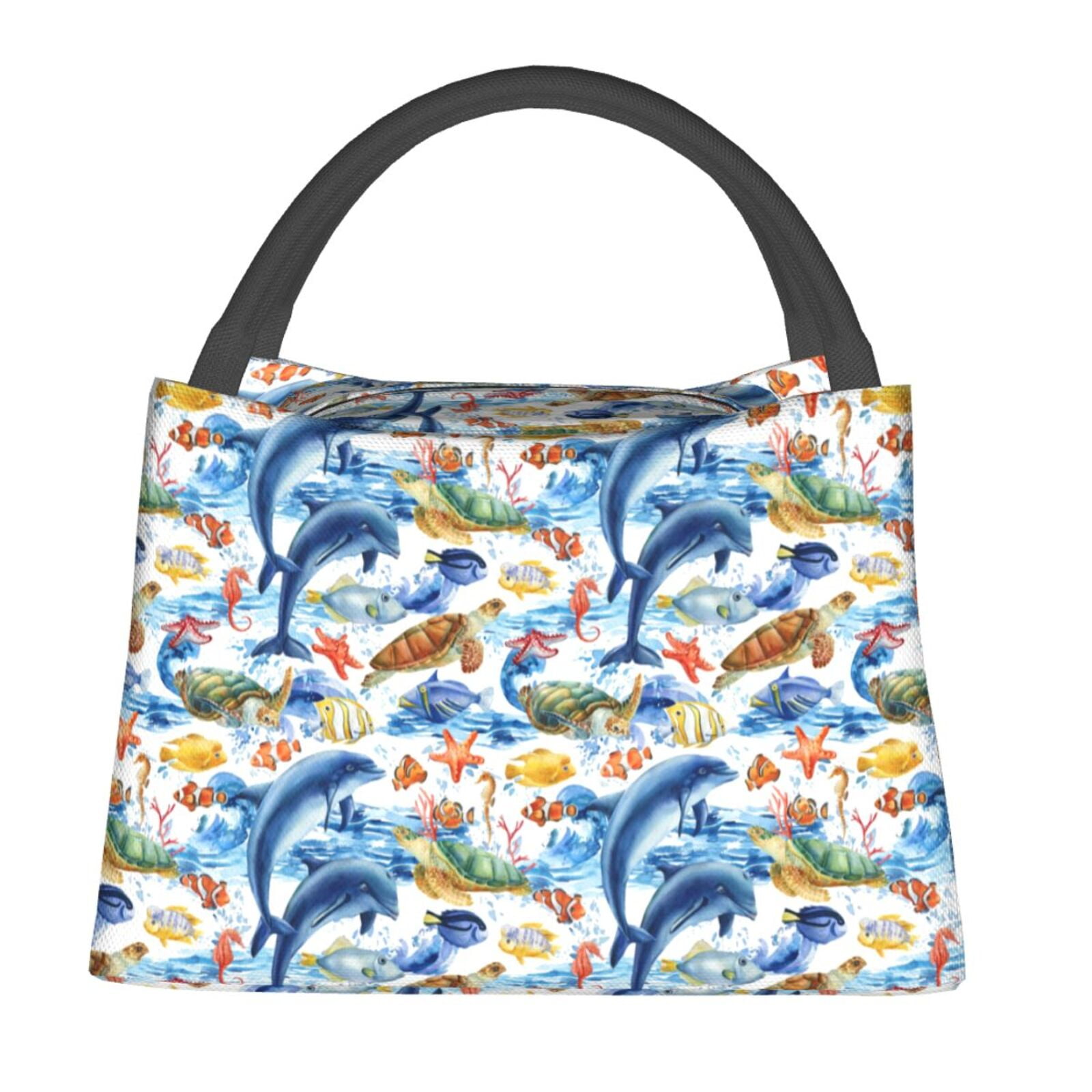 Honeii Marine Animals Print Cooler Bag Insulated, Large Leakproof Soft Sided Portable Cooler Bag,Lunch Box Lunch Bag