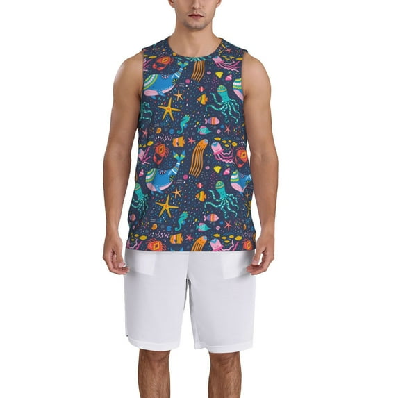 Honeii Marine Inhabitants print basktball shirt for men and women, Unisex basketball jersey for Theme party-XX-Large