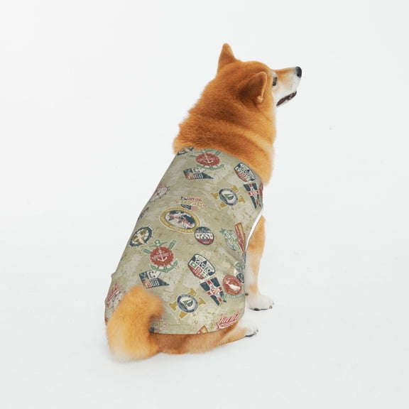 Honeii Marine Sailing Badges Pattern 100% Cotton Dog Clothes Dog Costumes Doggie Shirts Puppy Shirt Pet Vest Tank Top Cat Tee-5X-Large