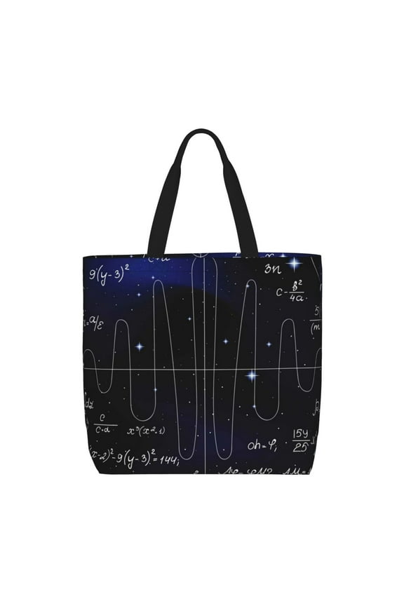 Mathematica Science Print Tote Bag, Reusable Grocery Shopping Bag,Shoulder Bag with Inner Pocket