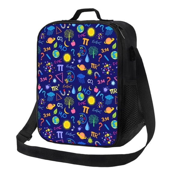 Honeii Mathematics And Chemistry Print Insulated Lunch Bag, Reusable Lunch Box for Adult, Leakproof Cooler Bag for Work Office Travel Picnic