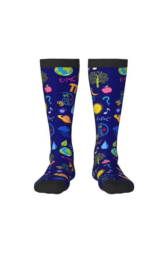 Mathematics And Chemistry Print Long Socks,Novelty Design Socks Gift for Men and Women,Crew Socks,Calf Socks