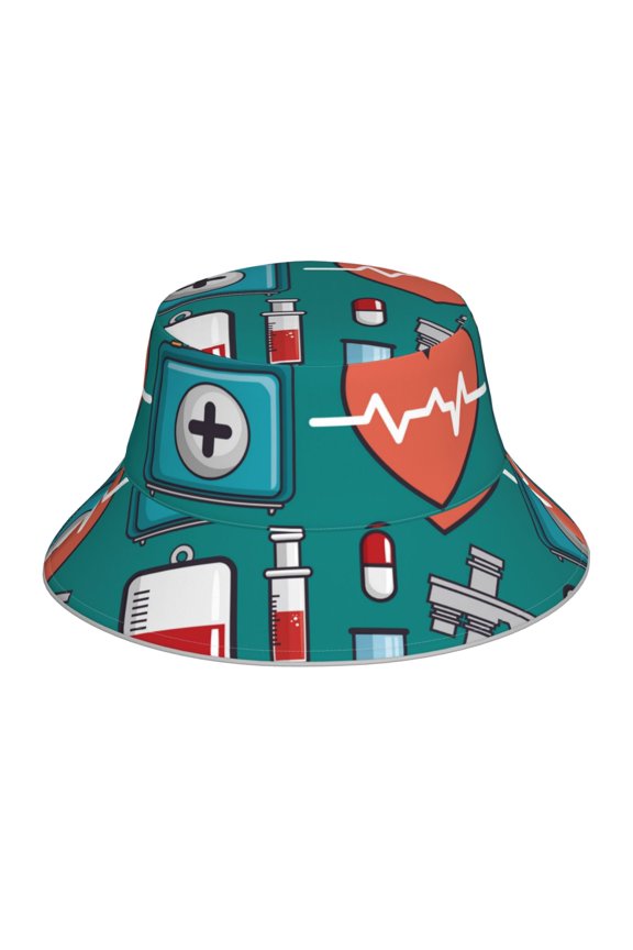 Medical Elements for Unisex Bucket Hat Waterproof Rain Hat Reversible Shiny Rave Bucket Hat for Concert Festival Boonie Cap