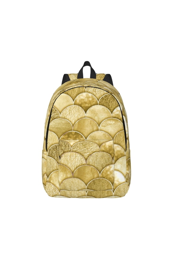 Mermaid Fish Scale Print Canvas College Laptop Backpack, Durable Rucksack Travel Notebook Bag School Backpack Book Bag for Men Women-Medium