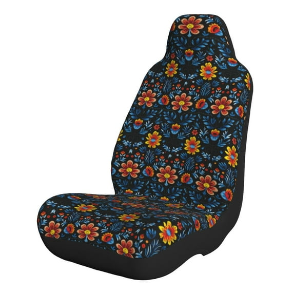 Honeii Mexican Flower for Car Seat Covers Full Set, Seat Covers for Cars, Car Seat Protector Waterproof, Leather Car Seat Cushion-1
