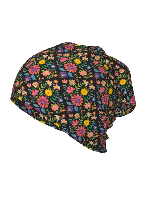 Mexican Folk Art Floral Print Kids Knit Beanie Watch Hat ,Knit Cap for Boys and Girls