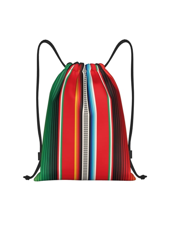 Mexican Serape Blanket Stripes Print Drawstring Backpack,Drawstring Bags String Backpack Gym Cinch Sack Backpack Sport Bag Draw-Small