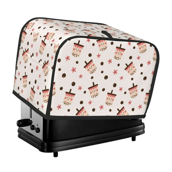 Honeii Milk Tea4 Print 2 slice Toaster Cover, Two Slice Toaster Dust-proof Cover For Kitchen Small Appliance and Fingerprint Protection
