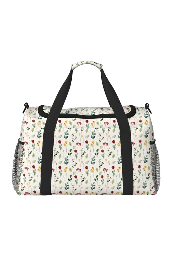 Mini Wildflower Watercolor Print Gym Bag,Carry on Weekender Overnight Bag, Travel Duffel Bags, Personal Item Travel Bag,Tote Bag,Workout Dance Bag
