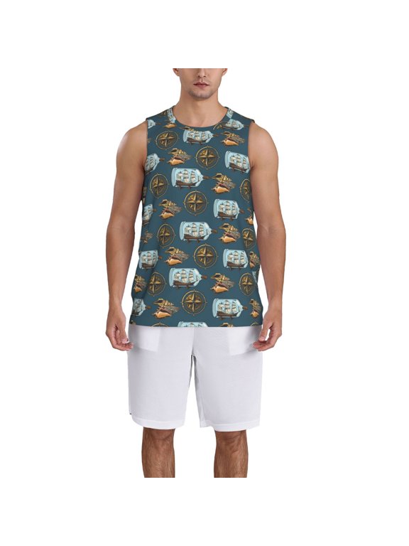 Miniature Ship In Bottle print basktball shirt for men and women, Unisex basketball jersey for Theme party-Small