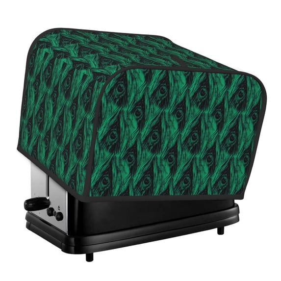 Honeii Mint Bird Feathers Print 4 slice Toaster Cover, Two Slice Toaster Dust-proof Cover For Kitchen Small Appliance and Fingerprint Protection