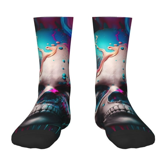 Honeii Modern Abstract Colorful Skull B Print Children's Colorful Socks,Unisex Kids and Toddlers' Cushioned Sock,Kids Athletic Crew Socks,for Everyday Wear and Sports