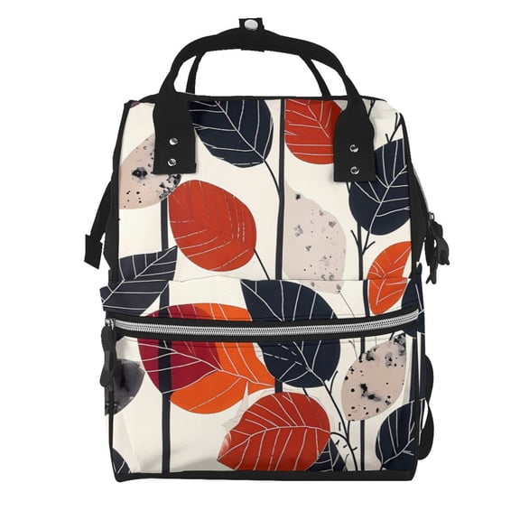 Honeii Modern Abstract Leaf Pattern Pattern Mummy Diaper Bag Backpack Durable Maternity Baby Nappy Casual Shoulder Bags Travel Hiking Outdoor Pack