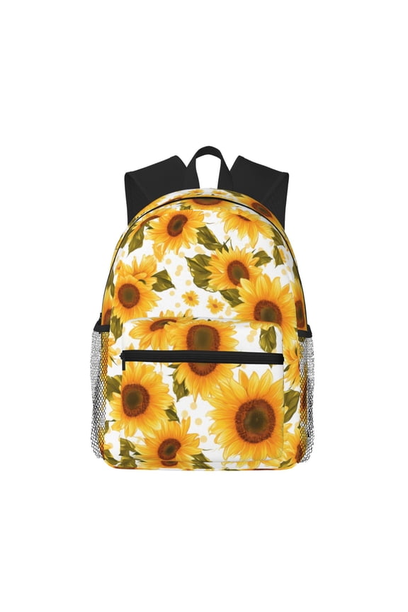 Modern Elegant Sunflower Print School Backpack,Casual Lightweight Travel Rucksack Daypack,Backpacks for College High