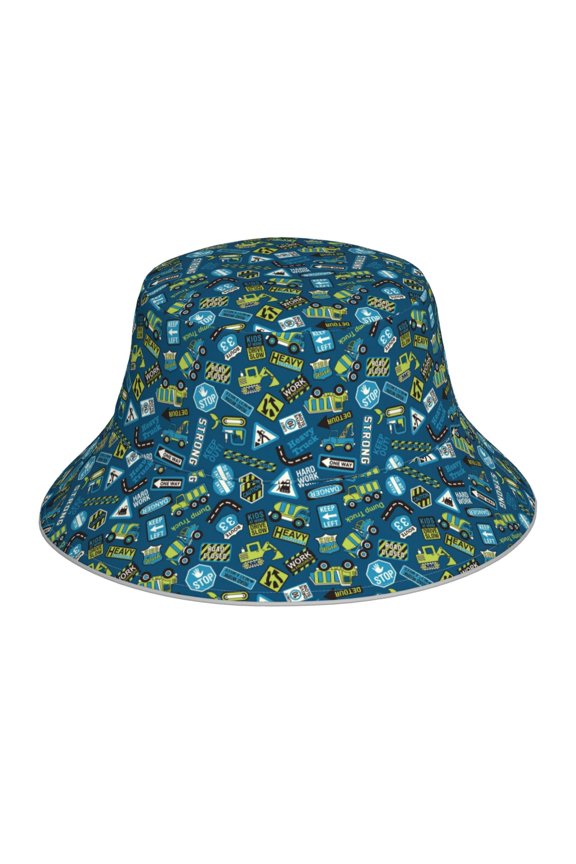 Modern Excavator for Unisex Bucket Hat Waterproof Rain Hat Reversible Shiny Rave Bucket Hat for Concert Festival Boonie Cap