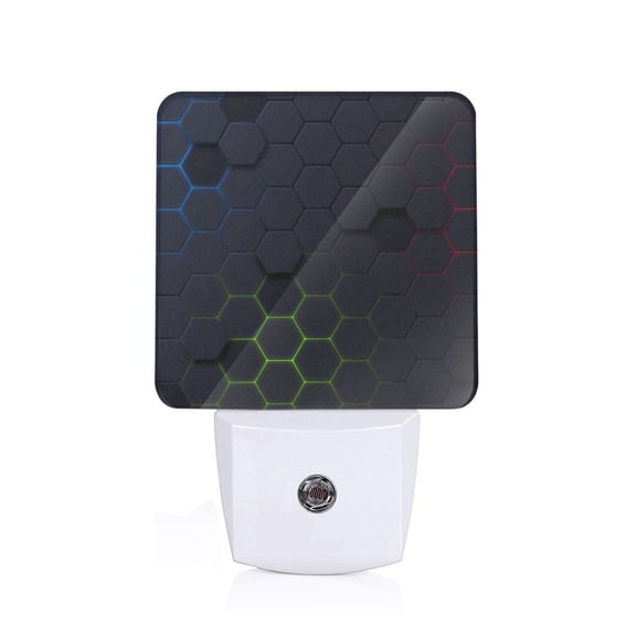 Honeii Modern Hexagonal Neon Grid Print LED Night Light with Light Sensor, Night Lights Plug Into Wall,Ideal for Bedrooms and Hallways-US