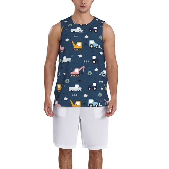 Honeii Modern Modern Excavator print basktball shirt for men and women, Unisex basketball jersey for Theme party-Small