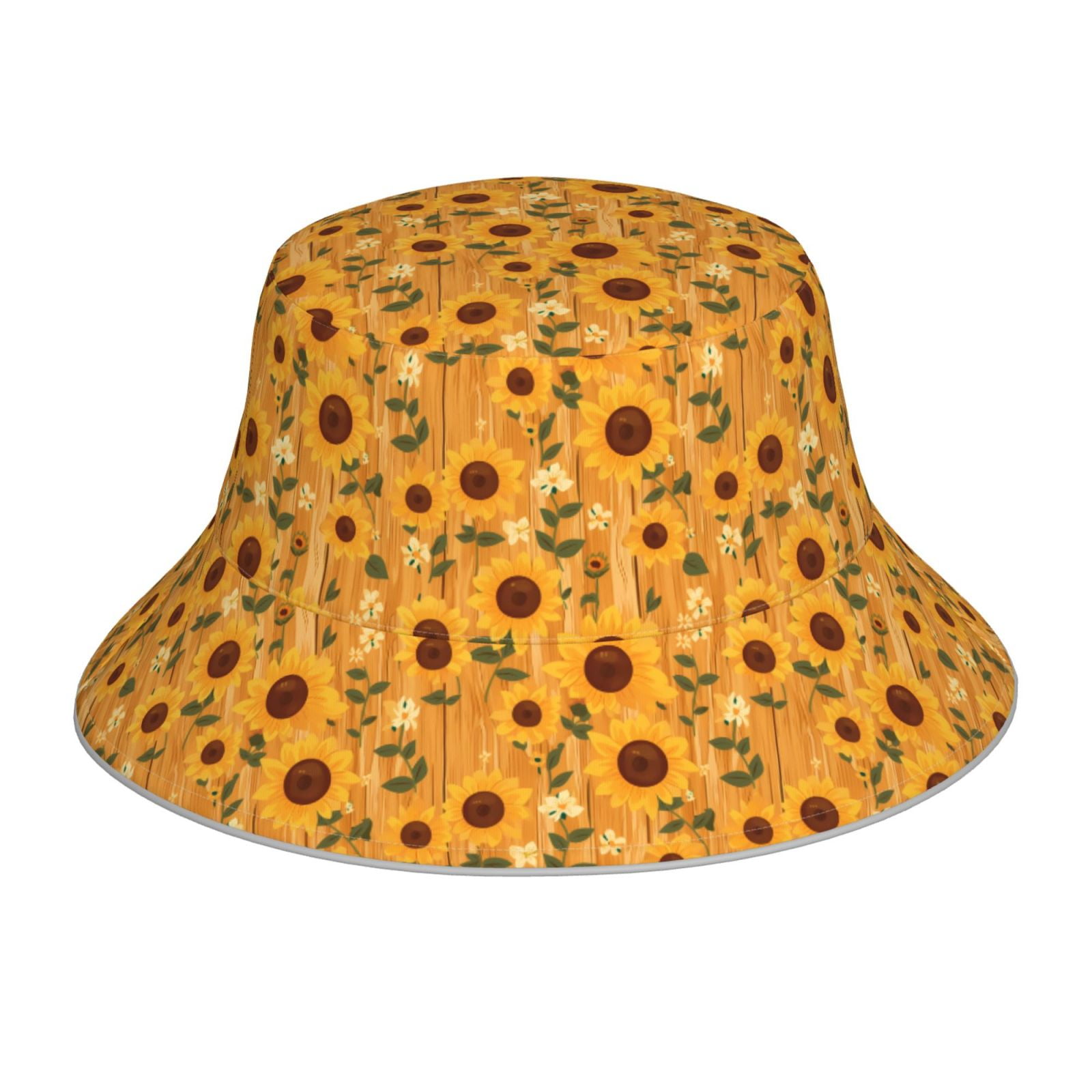 Honeii Modern Wood Grain Sunflower for Unisex Bucket Hat Waterproof ...