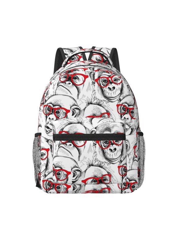 Monkey Print Backpack for School,15.6 inch Laptop Back Pack for High School and College Students, Waterproof Computer Bookbag-One Size