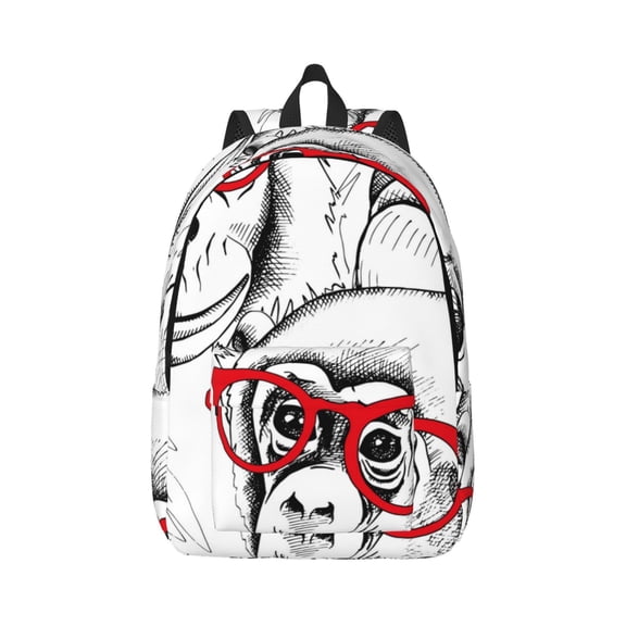 Honeii Monkey Print Canvas College Laptop Backpack, Durable Rucksack Travel Notebook Bag School Backpack Book Bag for Men Women-Medium