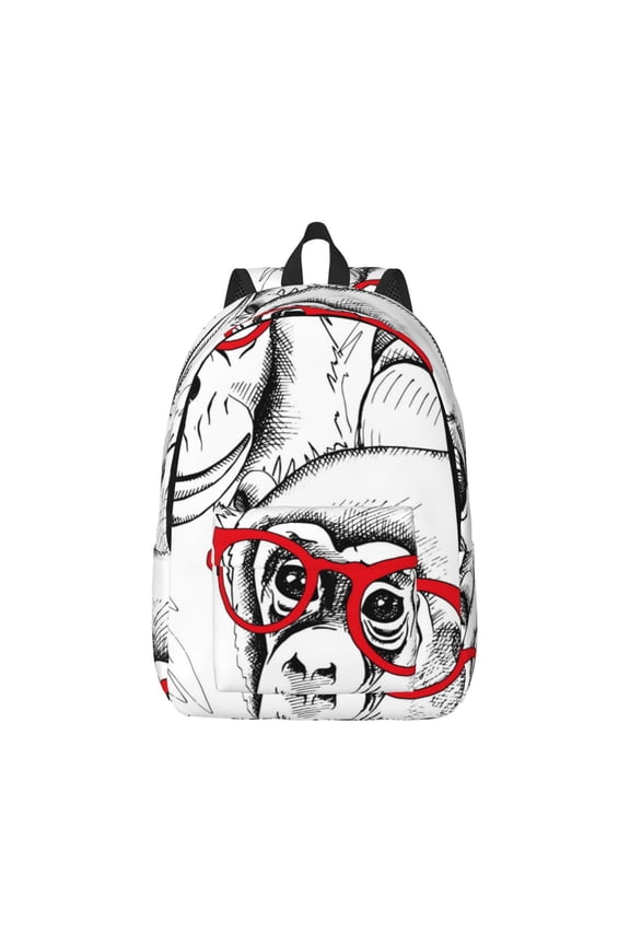 Monkey Print Canvas College Laptop Backpack, Durable Rucksack Travel Notebook Bag School Backpack Book Bag for Men Women-Medium
