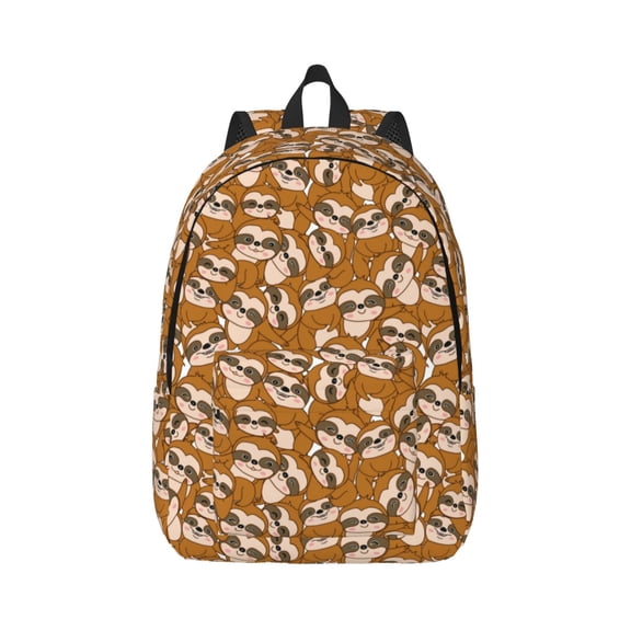 Honeii Monkey Sloth Print Canvas College Laptop Backpack, Durable Rucksack Travel Notebook Bag School Backpack Book Bag for Men Women-