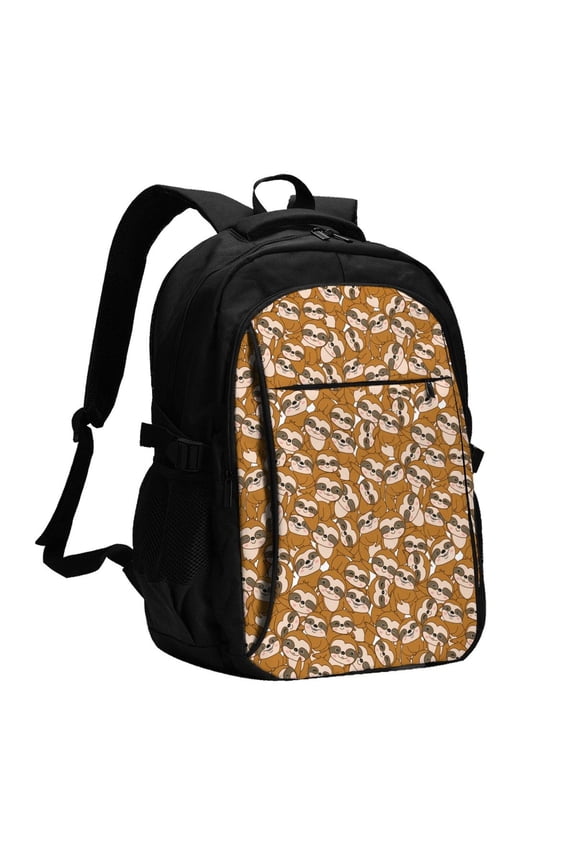 Monkey Sloth for Travel Laptop Backpack, Business Laptops Backpack with USB Charging Port, College High School Computer Bag for Men Women