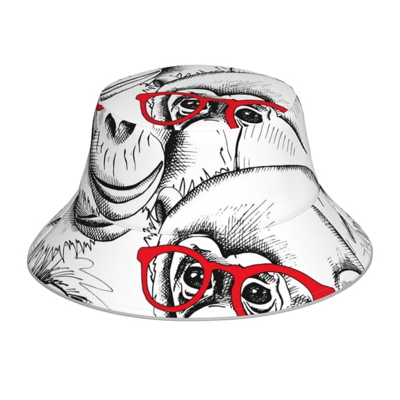 Honeii Monkey for Unisex Bucket Hat Waterproof Rain Hat Reversible Shiny Rave Bucket Hat for Concert Festival Boonie Cap