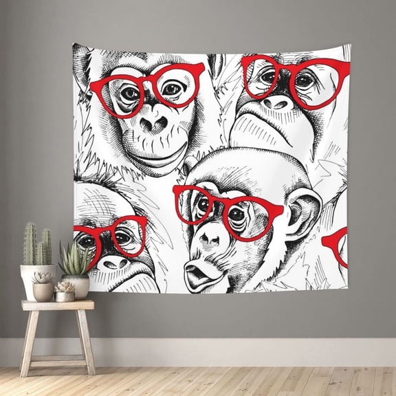 Honeii Monkey print Tapestry for Bedroom, Tapestry Wall Tapestry Aesthetic, Room Decor Classroom Tapestries for Living Room Dorm Room 51" X 60"